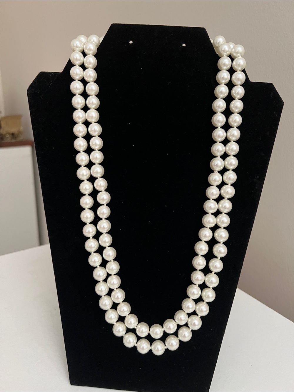 Elegant Pearl Opera Necklace - White Faux Pearls - Heirloom Estate Vintage - Picture 3 of 13
